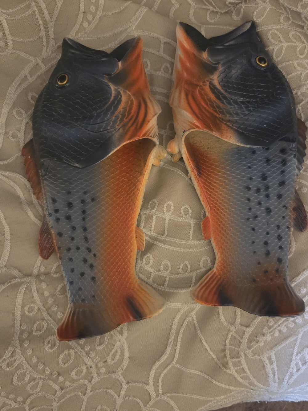 Orange & Blue Fish-Shaped Flip Flops- Decorative Fish Pair... FISH FLOPS